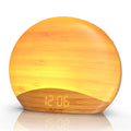 REACHER Natural Wood Grain Sound Machine Sunrise Alarm Clock，26 Nature Inspired Sleeping Sounds, 0-100% Dimmable Clock, Night Light,Brown/Pink/White Noise Sound Machine for Babys, Kids, Adults